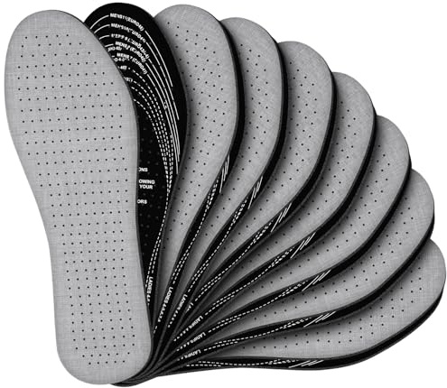 AMFUN Anti-Geruchs-Schuheinlagen, atmungsaktiv Baumwoll-Einlagen, weiche Latex-Schaum, Geruch absorbiert durch Kohle, Unisex, 8 Paare