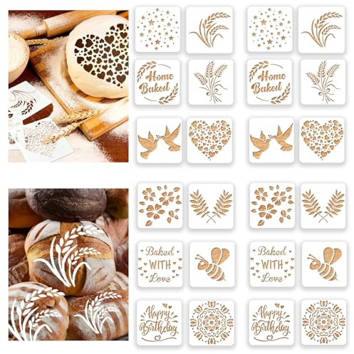 Tefola 24 Stück Schablonen für Weihnachten, Küchenhandwerk, Schablonen für Küche, Kuchen, Zeichnungsvorlagen aus Kunststoff, für Brot, Kuchen, Kaffee, Torte oder Kekse, HGI4118, weiß
