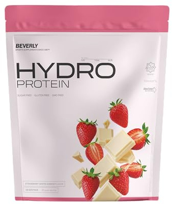 Beverly HYDRO PROTEIN – Proteína Hidrolizada de Suero con DigeZyme® y Tolerase® | 29 g Proteína por Ración | 1 kg (28 Servicios) | Alta Digestibilidad (Chocolate blanco fresa)