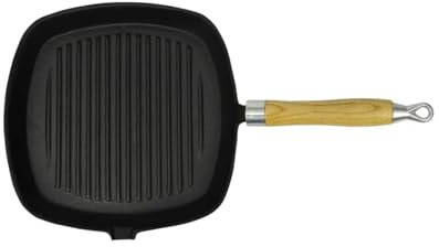 Rantry Grill Pan with Wooden Handle Cast Iron 20x20 cm Griddles & Grill Pans
