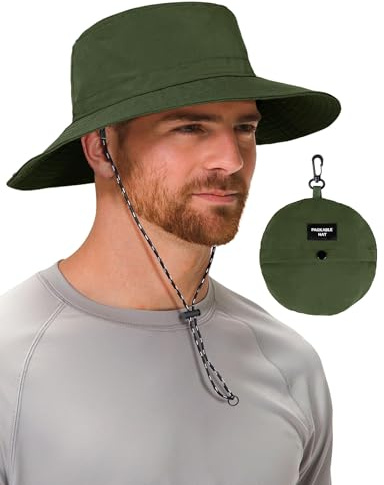 MELLIEX Solhatt män kvinnor UV-skydd boonie hatt vattentät andas vandringshatt brett brätte fiskarhatt utomhus safari hatt, Grön, one size
