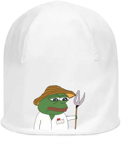 Atspauda Pepe The Disillusioned Sad Farmer Gardener Unisex Dünne Baumwolle dehnbar Weiß Slouch Beanie Weiß, weiß, Einheitsgröße