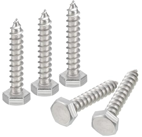 QUARKZMAN Bulloni Viti a Testa Esagonale, 15pz 1/4 x 1-1/2 Acciaio Inossidabile 304 Viti per Legno a Filettatura Parziale