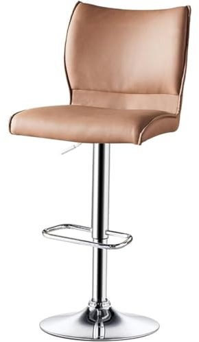 GTOULHH Bar Stühle Bar Stools Hochhocker, Barstuhl, Um 360° Drehbar, Verstellbare Barhocker Mit Rückenlehne, PU-Sitz, Fußstütze, Metallbasis Barhocker Outdoor(Brown)