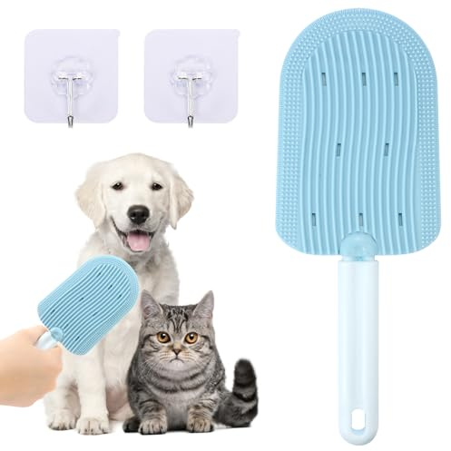 LALASTYLE Cat Tongue Comb, Cat Tongue Brush, 2024 New Silicone Pet Brush, Washable Silicone Pet Brushes, Multifunctional Pet Ice Cream Massage Comb for Dog Cat Bunny (Blue)