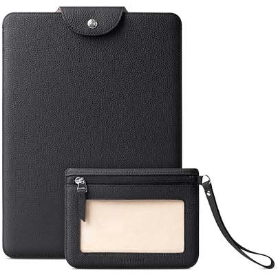Comfyable Laptophülle aus echtem Leder 13 Zoll mit Zubehörtasche, präzise kompatibel mit MacBook Pro 13 Zoll M2 M1 & MacBook Air M4 2025 A3240 M3 M2 M1, Schwarz
