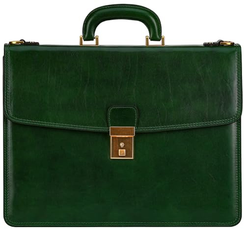 Time Resistance Leder Aktentasche - Leder Tasche Handgefertigt in Italien - Arbeitstasche mit Schultergurt - Businesstasche - Umhängetasche