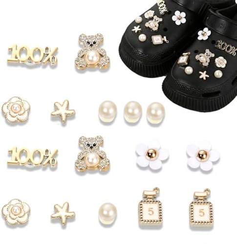 ZUWIJEQ 16 PCS Charmes de Chaussure, Charms de Chaussure, Accessoires de Chaussure en Strass, Décorations de Chaussures de Bricolage, pour Adultes, Femmes et Filles, Bricolage, Cadeau d'anniversaire