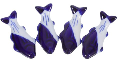 HOODANCOS 4pcs Fish Shape Pen Holder Ceramic Brush Rest Novelty Desk Organizer for Calligraphy Writing Paintbrush Rest
