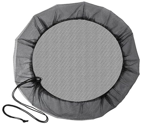 Rete nera per pioggia, filtro per barile di acqua piovana, filtro per barile di pioggia, copertura a rete per raccolta dell'acqua piovana, con coulisse regolabile per prevenire zanzare, foglie