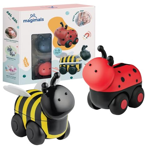 Magimals Wheelies Insects Box - Interaktive & magnetische Tiere auf Rädern (6 Stück). Lustiges und kreatives Spielzeug, perfekt für die Badezeit oder für unterwegs!