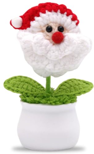 MIFKLMV Figura di Babbo Natale fatta a mano all'uncinetto, decorazione natalizia, ornamento di Babbo Natale all'uncinetto, carino roba natalizia da tavolo, regalo per amici e familiari