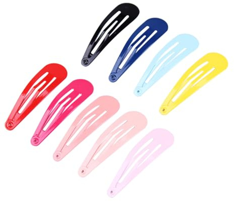 VICASKY 100pcs Metal Hair Snap Clips Waterdrop-shaped Candy-colored Glossy Barrettes for Assorted Multi-colors Lacquer Coated Accessories