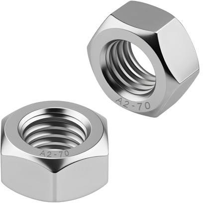 msymsyu 12 dadi esagonali M12, in acciaio inox A2 V2A, filettatura regolare, dadi esagonali, elementi di fissaggio per progetti di costruzione con acciaio o legno per interni ed esterni