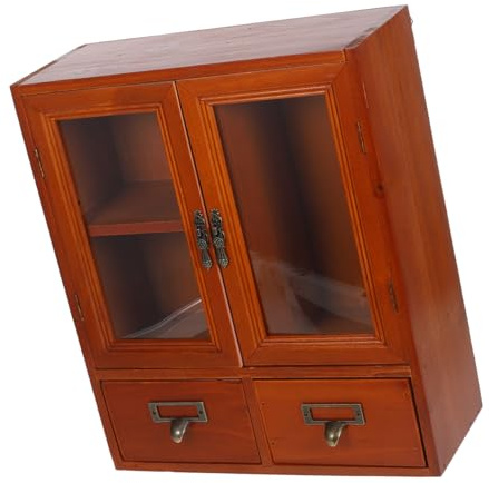 Toyvian Holz Wandschrank Mit Großem Fassungsvermögen Kleiner Vitrine Für Uhren Und Ringe Wandmontierter Apothekerschrank Mit Doppelverschluss Klassisches Design Für Bad Und Küche
