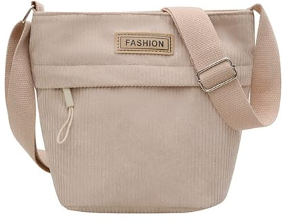 LOCCY Sac Bandoulière en Velours Côtelé pour Femmes, Petit Sac Bandouliere Petit Sac à Main en Velours Côtelé Pochette Telephone Sacoche avec Sangle Réglable pour Voyages, Courses, Travail (Kaki)