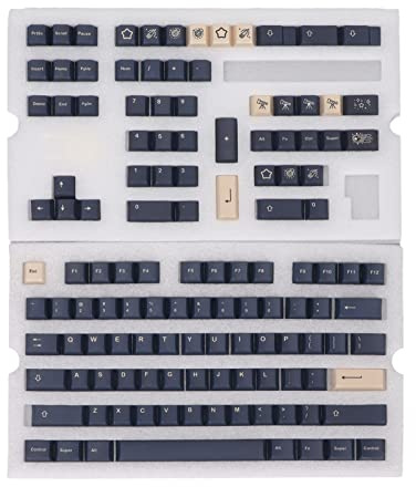Ensemble de 128 touches PBT pour clavier mécanique, touches anglaises avec couleurs contrastées, hauteur cerise, design ergonomique, capuchons de clavier de jeu de remplacement (Observation des