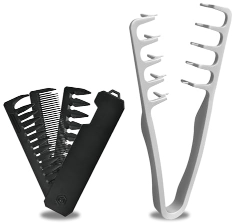 IGXX Pack de 2 Peines de Textura para Hombre, Peine Plegable con Dientes Anchos y Finos y Mango Antideslizante, Peine de Viaje Pequeño, Herramienta de Peinado de ABS para Volumen