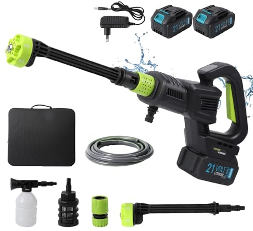 120 bar, 1000 W, limpiador de alta presión inalámbrico portátil, boquilla 6 en 1, limpiador de alta presión, batería de 15000 mAh, manguera de 5 m, para coche, jardín, barco, callejón, exterior (2