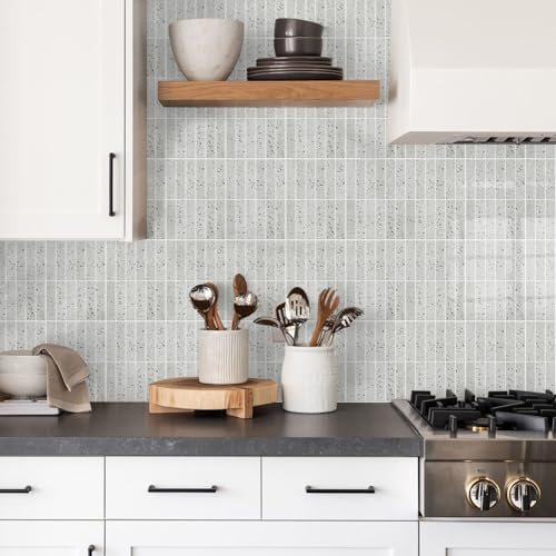 Piastrelle Adesive Cucina Marmo Grigio Chiaro Piastrelle Adesive Bagno Impermeabile Resistenza all'olio PVC Camino Mobili Decorazioni Paraschizzi Cucina Adesivo 15 Pezzi