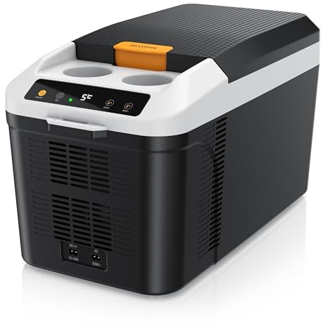 Brandson - Kühlbox elektrisch 14L – 230 V Netzspannung und 12 V KFZ Auto Bordspannung – kühlt und wärmt – Heizen max. 65°C – Herabkühlen ca 20°C unter der Umgebungstemperatur - Cool Grey
