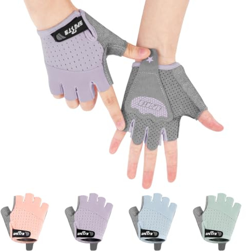 AOOSA Gant Velo Enfant Demi Doigt Gants De Sport Antidérapants | Mitaines Absorbant Les Chocs, Silicone antidérapant épaissi, Souples et Respirants, pour Vélo Scooter Escalade Randonnée