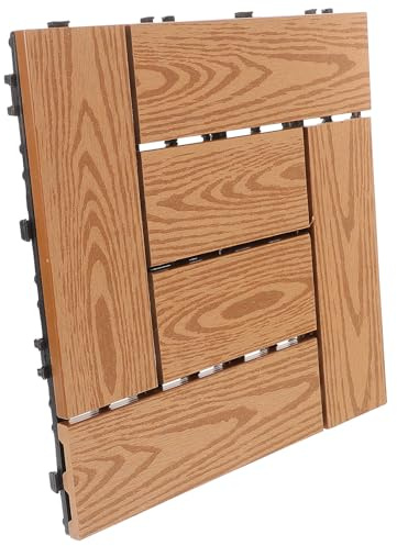 OSALADI Suelo Entrelazado de Composite para Balcón y Terraza, Amarillo | Losetas autoensamblables de compuesto plástico-madera, resistentes a la intemperie, paquete de 1 m² con