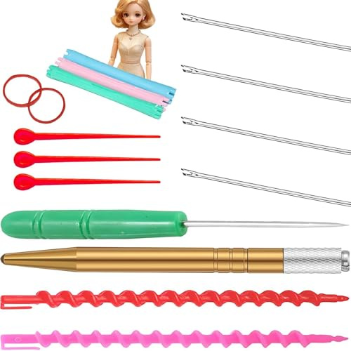 Herramienta Rerooting Muñecas Agarre Antideslizante Y Bloqueo Preciso | Set Reenraizado De Pelo Para Muñecas 29,2 cm Reuniones Aficionados Principiantes Y Profesionales