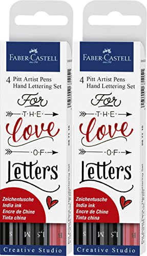 Faber-Castell Tuschestift Pitt Artist Pen - Hand Lettering Set (schwarz, 2 Packungen)