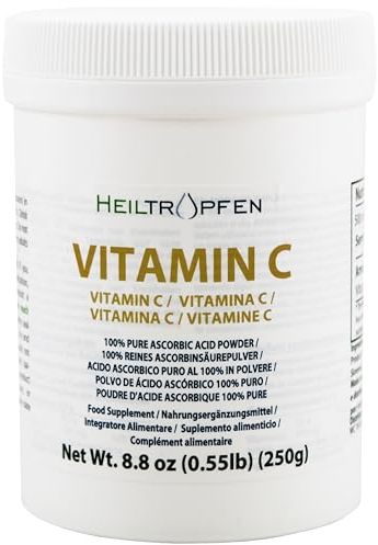 Pure Ascorbic Acid fine crystalline Powder | 0.55 lb - 250 g | Vitamin C | Pharma Ingredients (Ph. EUR, USP, BP) | Third-Party Tested | Heiltropfen®