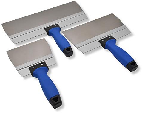 3er Spachtelset - DEWEPRO® Breitspachtel mit Edelstahlklinge 150-350x95mm - Fugenspachtel - Trockenbauspachtel mit 2-K-Griff und Aluhalter - Fugspachtel - Flächenspachtel - Maurerspachtel
