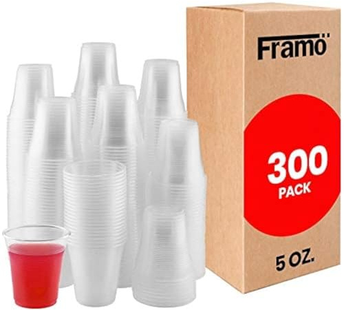 Framo 5 Oz Clear Plastic Cups, for Any Occasion, Disposable Transparent Ice Tea, Juice, Soda, and Coffee Glasses for Party, Picnic, BBQ, Travel, and Events (300)