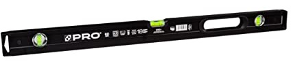 PRO800 Wasserwaage 80cm einseitig gefräst mit Ergonomischen Profil - ERS+ (Easy Reading System) Präzise Wasserwaage mit Anti Shock Absorber Endkappen - Farbe Schwarz