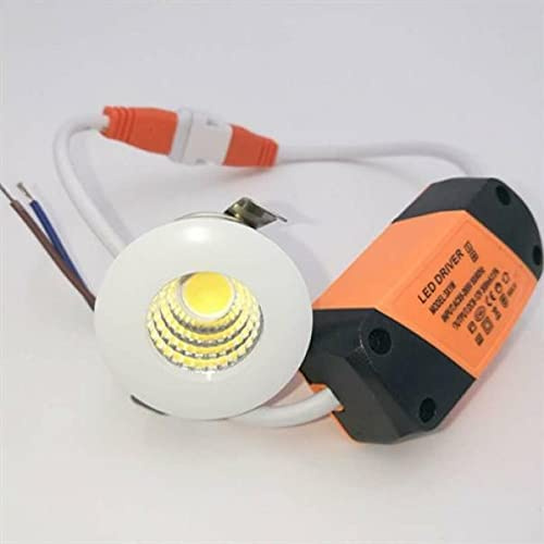 VIVALAMP MINI FARETTO LED DA INCASSO 3W 37MM COB INCLUSO TRASFORMATORE LED DRIVER KIT 5 PEZZI 3000K