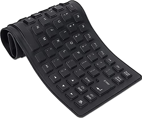Lazmin112 Clavier Muet à 85 Touches, Filaire en Silicone USB, Souple étanche et Antipoussière, de Jeux Pliable, Tactile Doux pour Ordinateurs Portables PC(Le Noir)