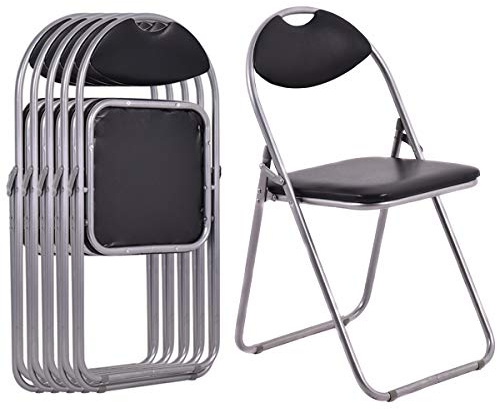 COSTWAY 2/4/6 Pack Padded Folding Chair, Metal Frame Easy Storage Conference Chair with Sponge Seat, Backrest and Foot Pads, Hall Guest Seating for Bedrooms Office Events, 43x45x80cm (6)
