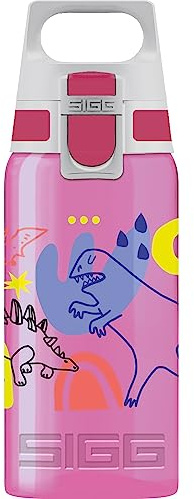 Sigg - Trinkflasche Kinder - Viva One Dino Run - Für Kohlensäurehaltige Getränke Geeignet - Auslaufsicher - Spülmaschinenfest - BPA-frei - Sport & Schule - Pink mit Dinosauriern - 0,5L