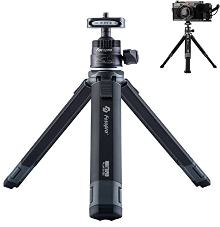 Fotopro Desktop Tripod All Metal Material Aluminum Alloy 360 Degree Ball Head 1/4 Inch Screw Mini Portable Extendable Table Tripod for Cell Phone DSLR Camera Travel Photograph Vlog Video