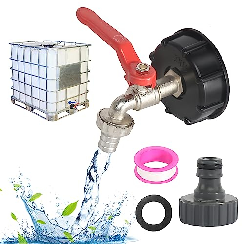 Adaptateur de Réservoir IBC Connecteur à Filetage 1/2, Robinet Cuve 1000L Récupérateur Eau De Pluie, Sortie Raccord Vanne Raccords De Tuyau D'Arrosage