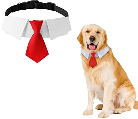 HACRAHO Hundehalsband, 1 Stück, rot, formell, Smoking-Halsband, verstellbar, für Hunde, Hochzeit, Krawatte, Halsband für mittelgroße und große Hunde
