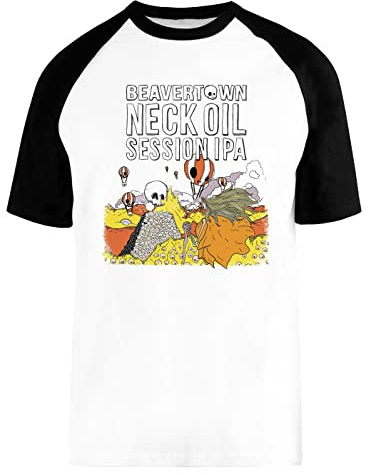 Beavertown Brewery - Neck Oil - Session IPA Weißes Baseball T-Shirt Kurze Ärmel Unisex White Baseball Tee