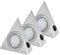 Juego de 3 lámparas LED para debajo del edificio, triangular, lámpara de cocina con interruptor, triángulo de acero inoxidable bajo armario luz para entrada, armario, armario de vino, estantería