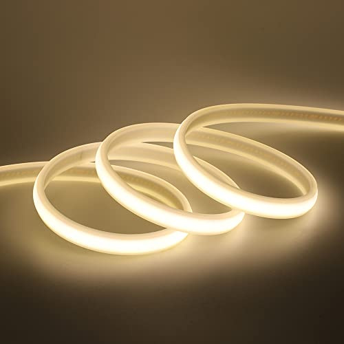 XUNATA 50 m LED al neon flessibile con interruttore, 220 V striscia LED COB, alta luminosità 288 LED/m, IP65 impermeabile, ogni taglio di 50 cm, luce a corda- bianco naturale