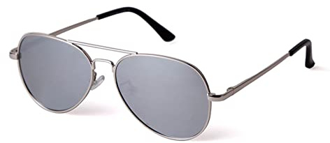ADEWU Occhiali da sole per bambini, unisex, da pilota, polarizzati, retrò, protezione UV per ragazze e ragazzi, Argento-argento a specchio