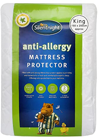 Silentnight King Size Anti-Allergy Mattress Protector with Elasticated Straps, Machine Washable and Hypoallergenic, White(555814LL)