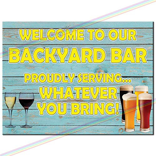 Backyard Bar Metal Sign Accessories for Home Pub or Outdoor Garden Bar Wall Plaque Man Cave Father's Day Gift Memorabilia Retro Vintage 20cm x 15cm