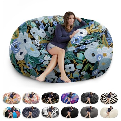HOWSEESNOW 6FT Giant Bean Bag Chair Cover - Soft Fluffy Dutch Velvet Bean Bag Bed (No Filling, Cover Only), Oversized Lazy Sofa Cover