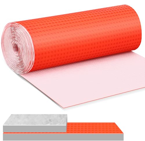 Drydiet Abkopplungsmembran für Fliesen, 3 mm dick, Abdichtungsmembran, Rissschutz, bruchsicher, Bodenbelag für Badezimmer, Dusche, Küche, Keller (orange)