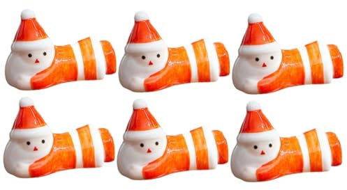 BESTonZON 6stücke Cartoon Keramik Weihnachtsstäbchenhalter Praktische Essstäbchenablagen Rot Für Stilvolles Servieren Und Dekorieren Ihres Tischs
