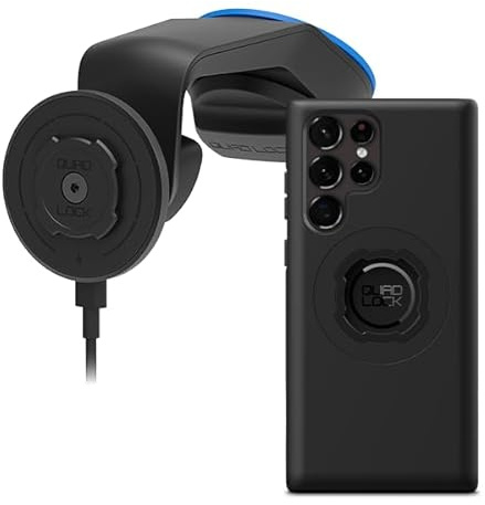 Quad Lock Windscreen/Dashboard Car Phone Holder with MAG Wireless Charging Head V2 and MAG Phone Case for Galaxy S22 Ultra